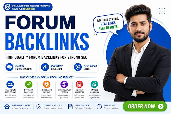 manual 100 forum backlinks service from high da and community forum websites